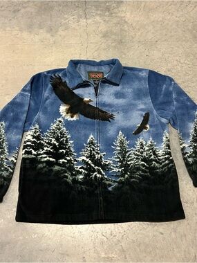 Trail Crest All Over Print Bald Eagle Fleece Full-zip Mens Jacket 2XL
